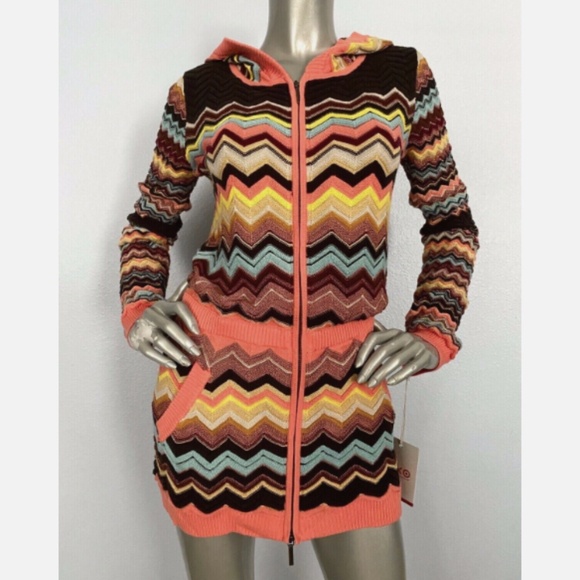 Missoni Target Nwt Full Zip Hooded Zig Zag Sweater Child XL - Picture 2 of 3